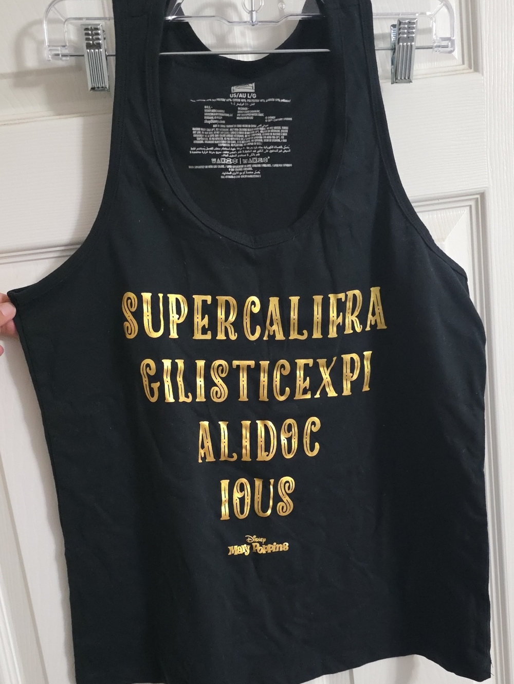 Black Disney 'Supercalifragilisticexpialidocious' Gold-Print Tank Top